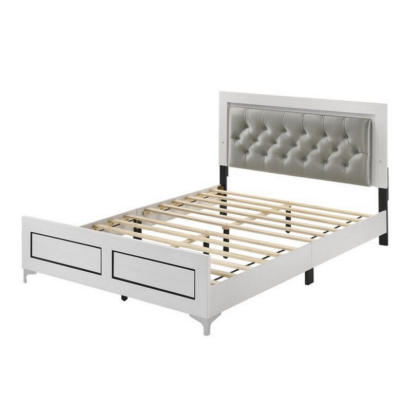 Queen Size Bedroom Set, White Finish, Storage Bed with Drawers, 2-Piece Set with Bed and Nightstand image number 2