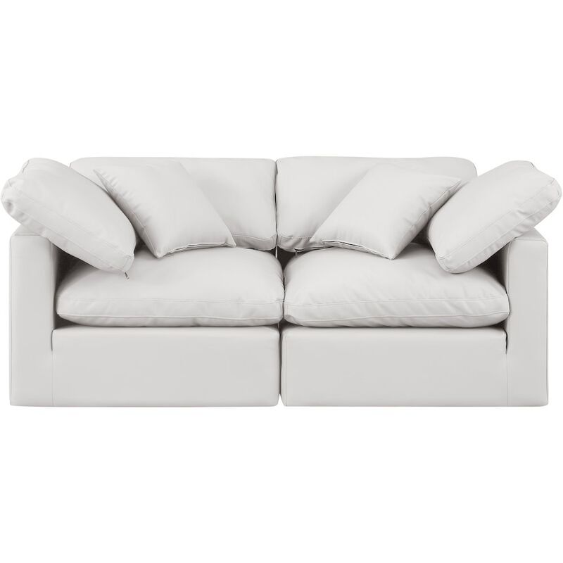 Meridian Furniture Indulge Cream Vegan Leather Modular Sofa