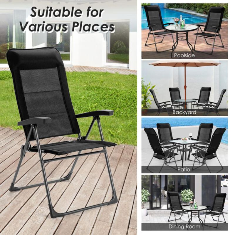Hivvago 2 Pcs Portable Patio Folding Dining Chairs with Headrest Adjust for Camping