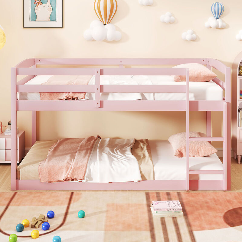 Secure Bunk Bed Frame with Integrated Ladder and Raised Guardrails &ndash; Ideal for Children&rsquo;s Bedrooms