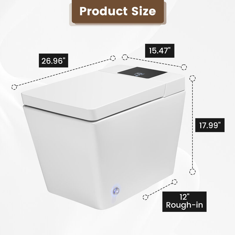 Smart Toilet with Full Automation, Square Design, Radar and Foot Sensors, and Instant Heating image number 2