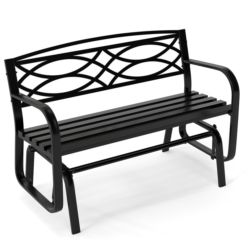 Patio 2 Person Glider Bench with Sturdy Metal Frame-Black image number 0
