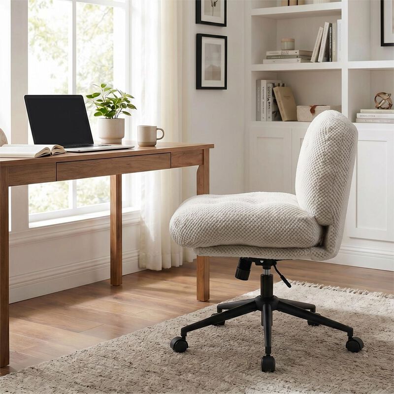 Cross Legged Office Chair No Arms, Adjustable Swivel Wider & Thickened, Ergonomic Desk Chair image number 5