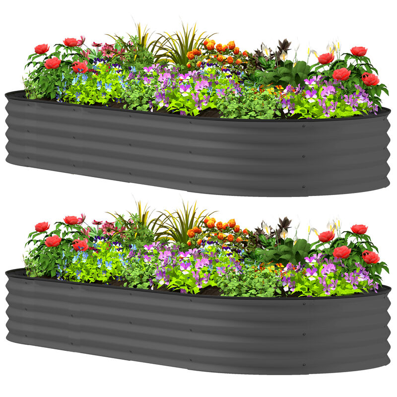 Hivvago 2-Piece Raised Garden Bed Set with Metal Stakes image number 0