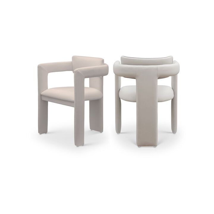 Meridian Furniture Brenda Taupe Vegan Leather Dining Chair, Set of 2