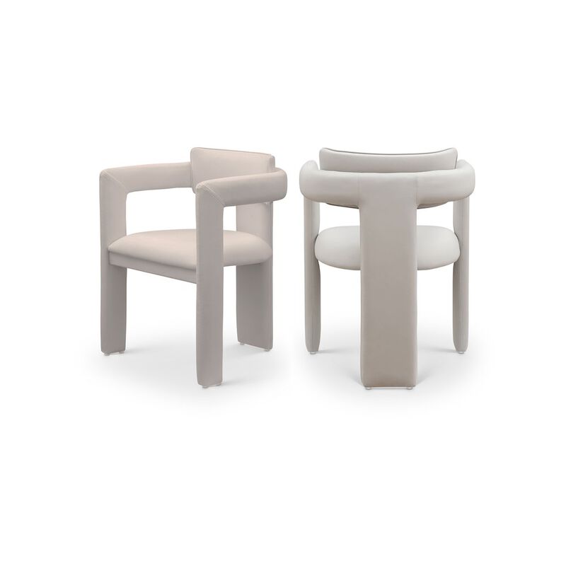 Meridian Furniture Brenda Taupe Vegan Leather Dining Chair, Set of 2