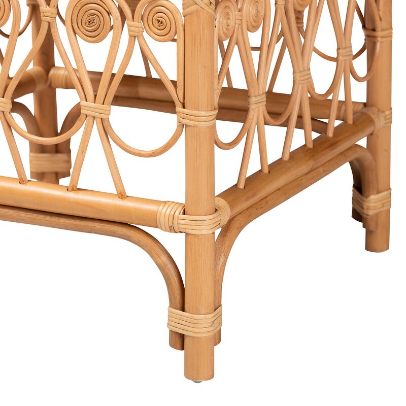 bali & pari Ibiza Modern bohemian Natural Brown Rattan Footstool