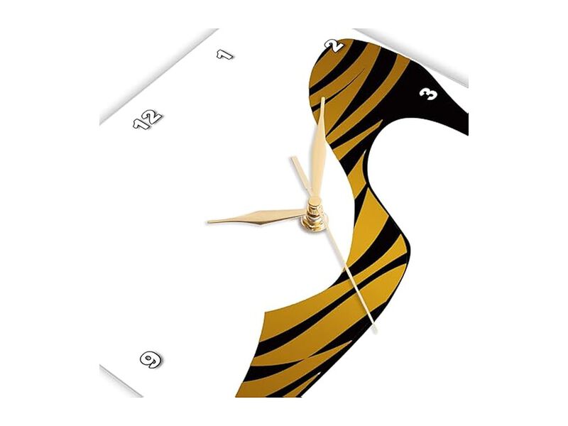 Black Gold Zebra Stripped Ladies High Wall Clock 10 Inch Silent Home Decor image number 3