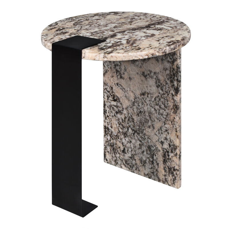 Lyra 17" Contemporary Natural Marble/Metal Handmade Round End Table
