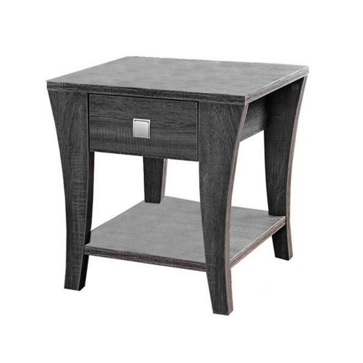 Wooden End Table with Swooping Curled Legs, Gray-Benzara