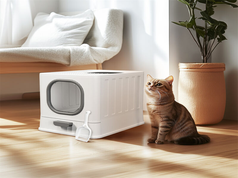 Anti-Splashing Enclosed Plastic Cat Litter Box image number 2