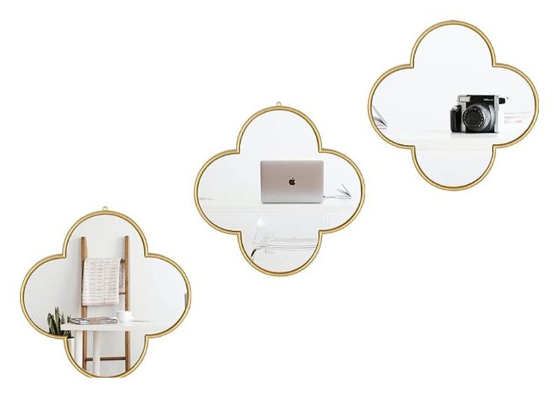 Clover Gold Wall Mirrors &ndash; 3-Pack Modern Home Decor Accent
