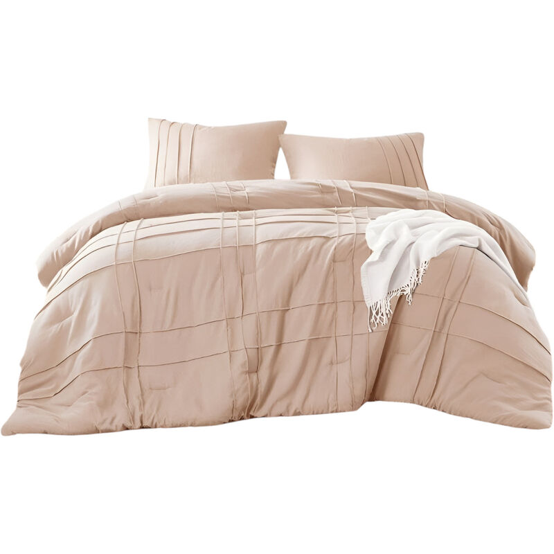 3-Piece Lightweight Microfiber Comforter Set with Pleated Design