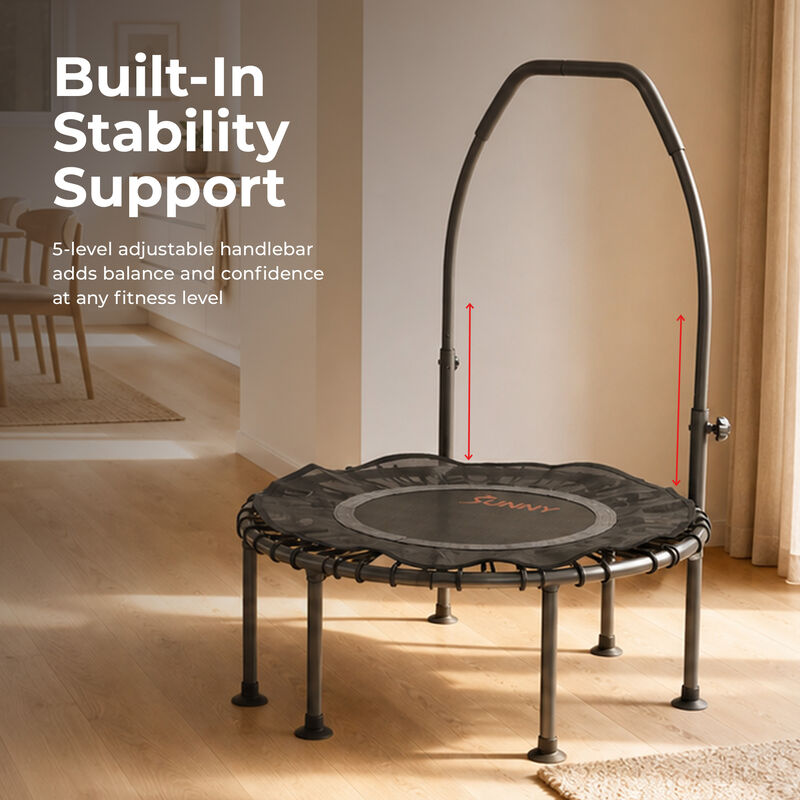 Sunny Health & Fitness Active Quiet Fitness 36" Trampoline with Adjustable Stability Handlebar image number 3