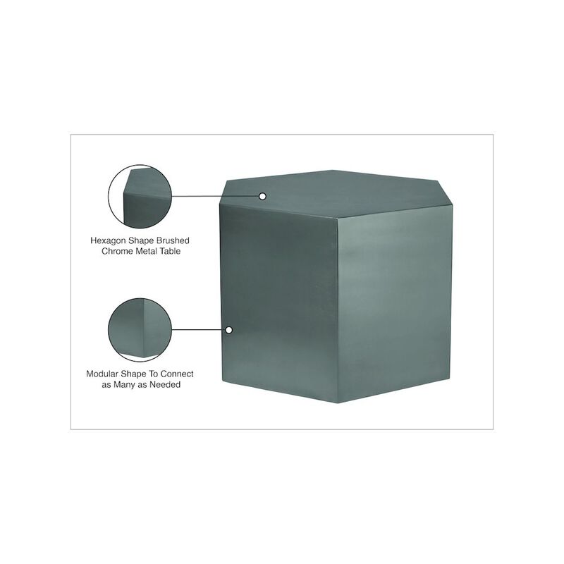 Meridian Furniture Hexagon Brushed Chrome Coffee Table