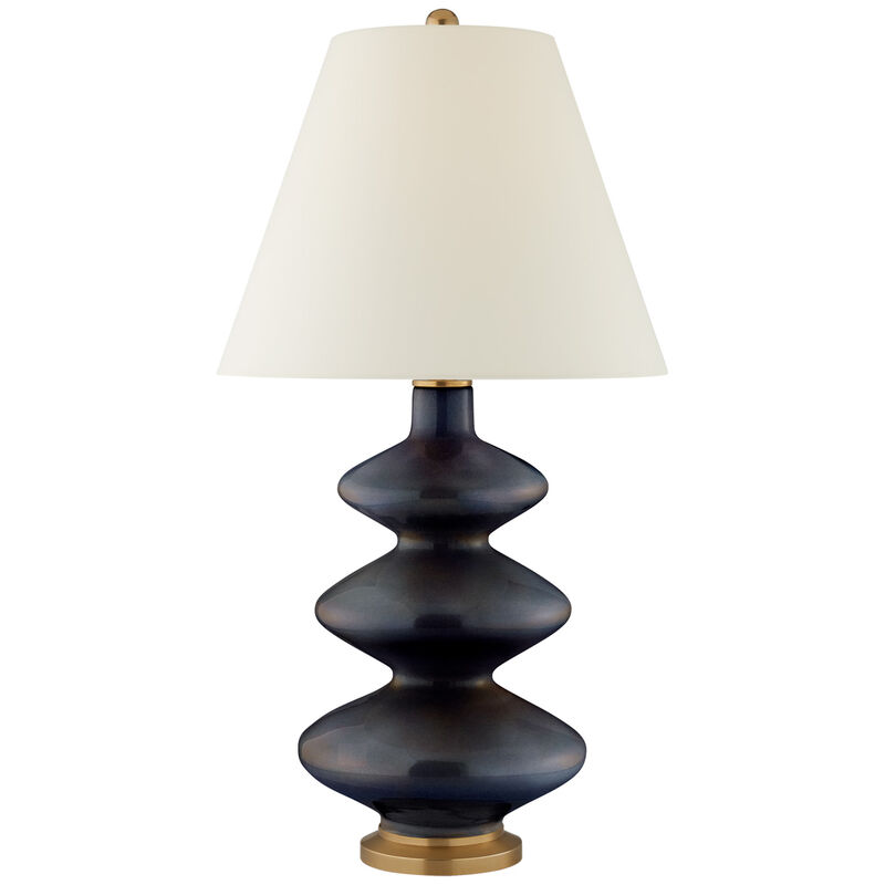 Smith Medium Table Lamp in Mixed Blue Brown with Natural Percale Shade