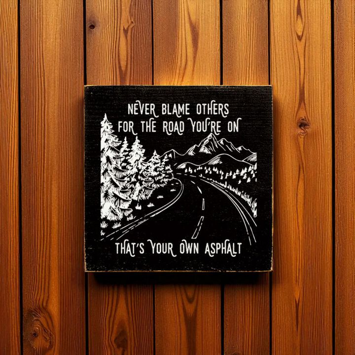 Inspirational Wooden Wall Art Sign Rustic Home Decor Motivational Quote Plaque Never Blame Others