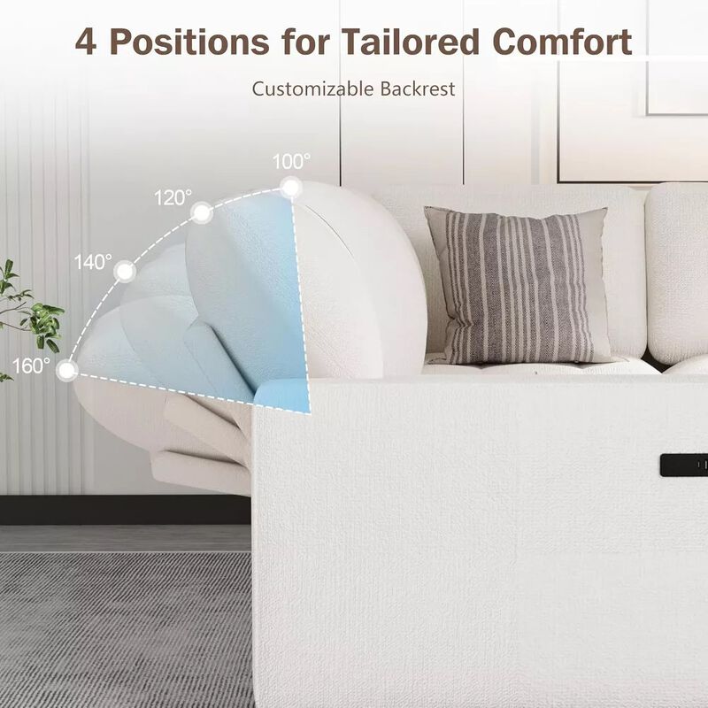 Vipbear 79" 5-Seat L-Shaped Sectional Sleeper Sofa Bed, Chenille Pull-Out Couch with Backrest image number 4