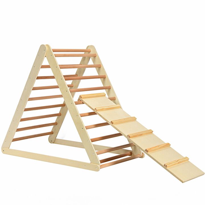 Foldable Wooden Climbing Triangle Indoor with Ladder for Toddler Baby