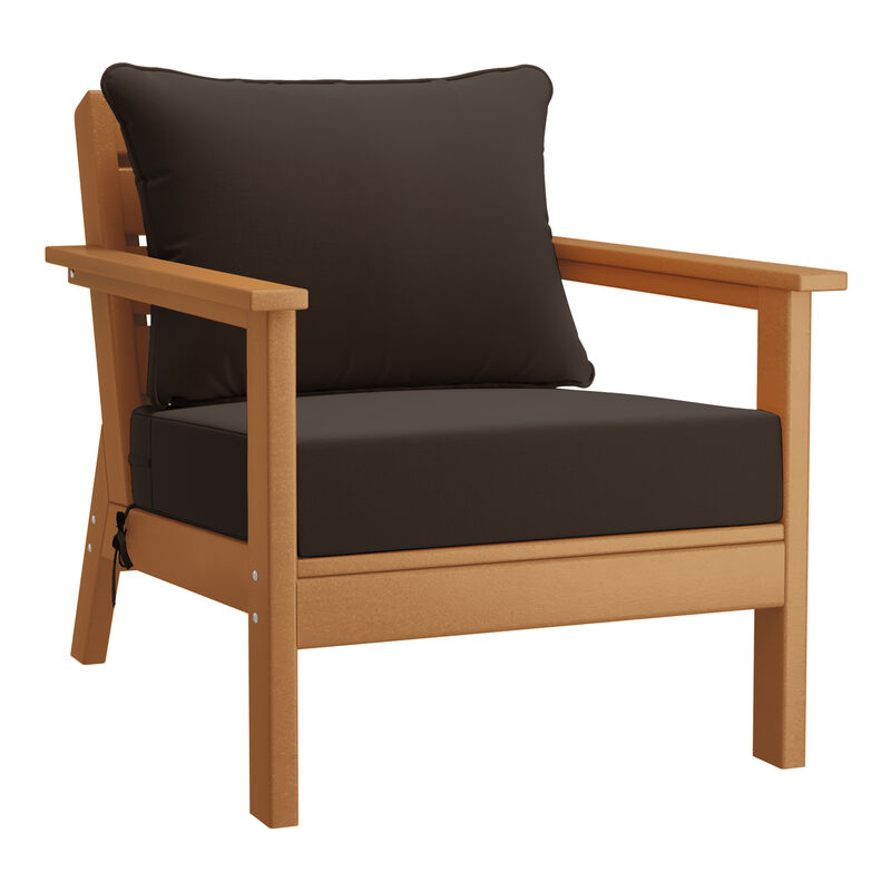 WestinTrends Outdoor Modern HDPE Patio Club Chairs with Deep Seat Cushions (Set of 2)