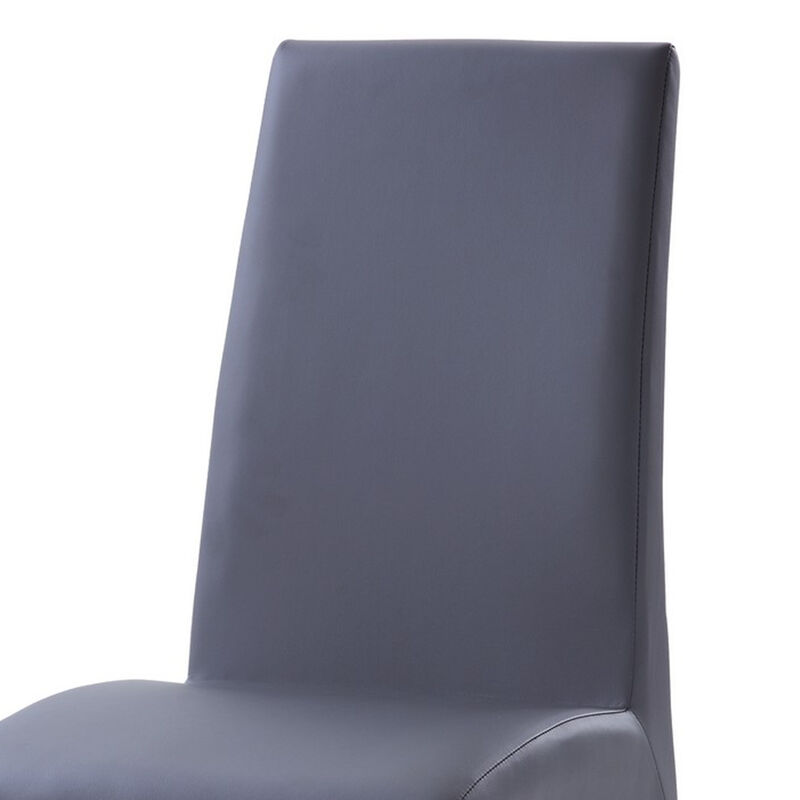 Leatherette Dining Chair with Metal Legs, Set of 2, Gray and Chrome-Benzara image number 2