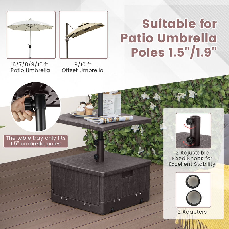 175 LBS Outdoor Fillable Umbrella Base with Table Tray