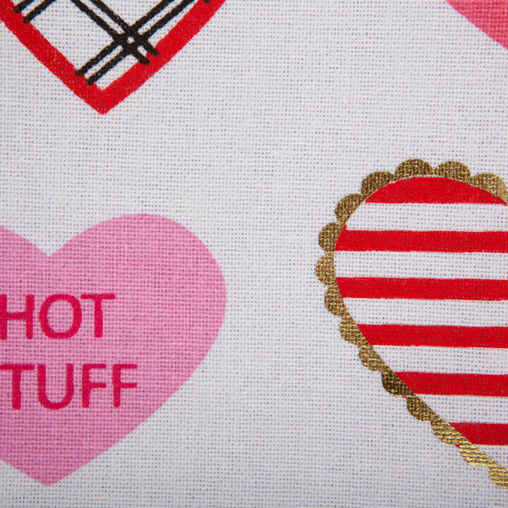 72" White and Red Sweetheart Hearts Valentine's Day Rectangular Table Runner