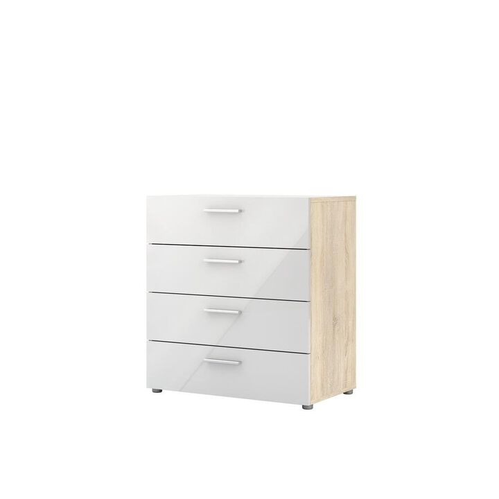 FurniFact White Wooden Dresser - 4 Drawer Bedroom Furniture for Storage and Organization