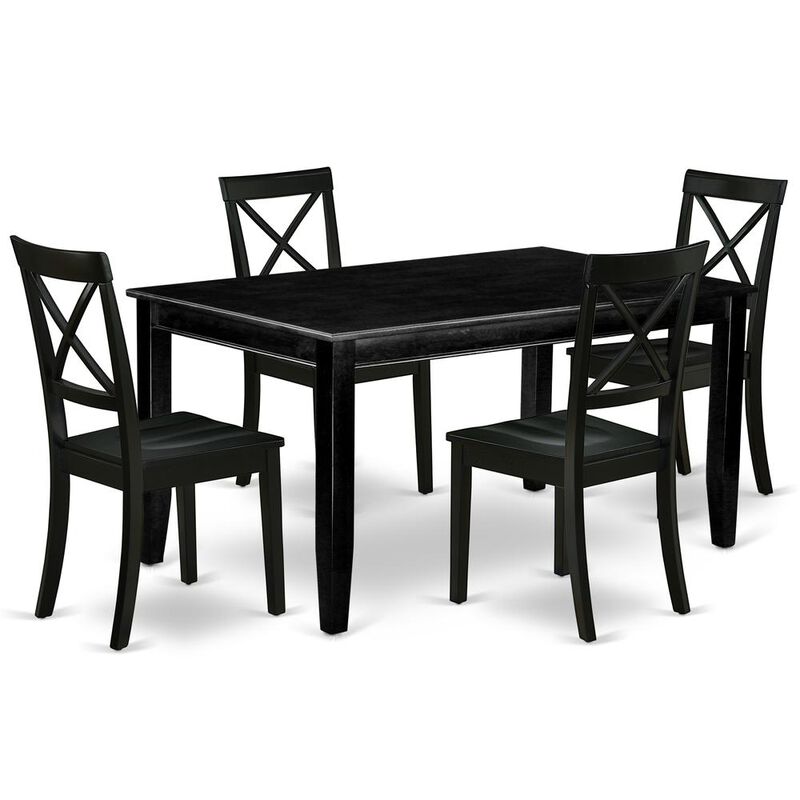 East West Furniture Dining Room Set Black, DUBO5-BLK-W
