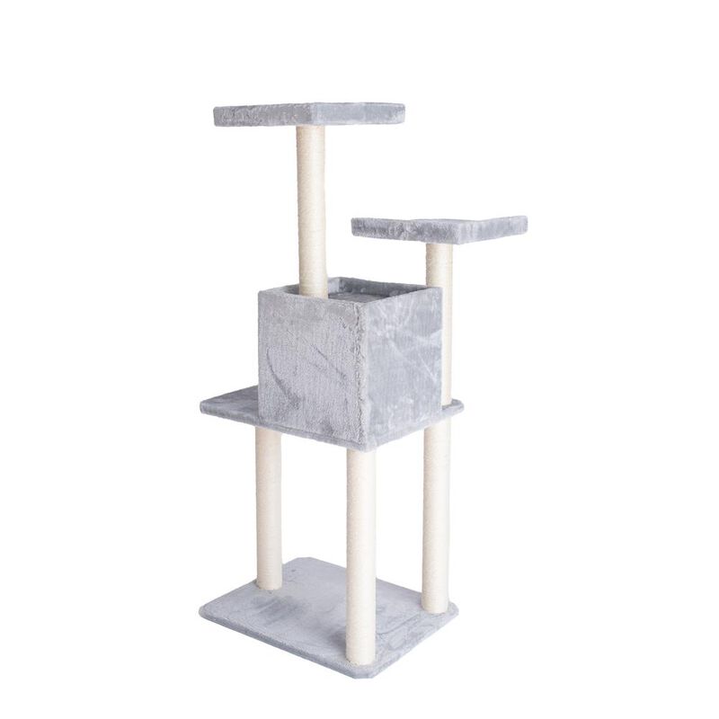 Armarkat 57-Inch Real Wood Cat Tree In Silver Gray With Two-Door Condo