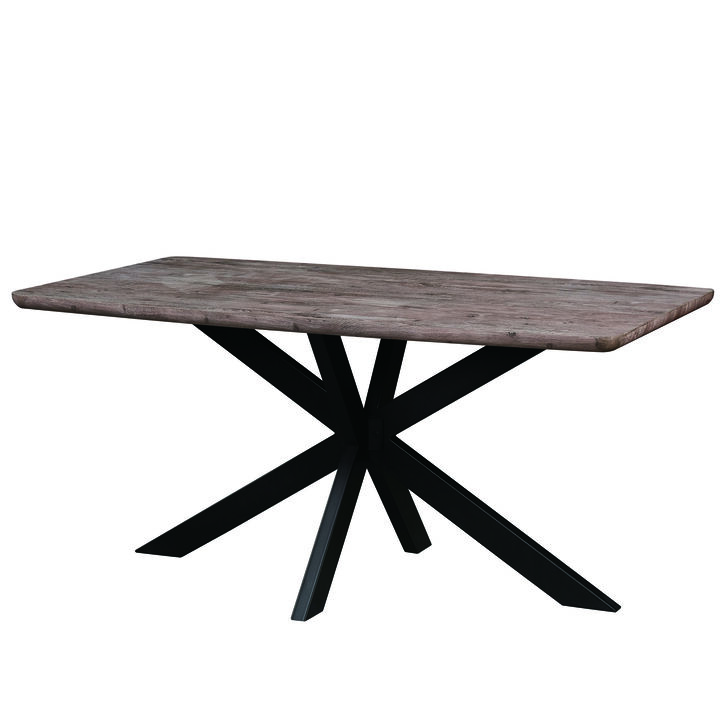 LeisureMod Ravenna 63" Rectangular Wood Dining Table With Modern Metal Base
