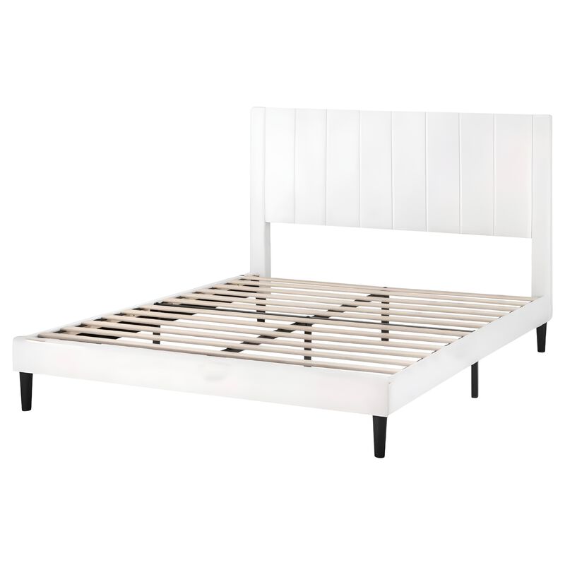 Modern Velvet Upholstered Platform Bed Frame &ndash; Supportive Headboard with Platform Base