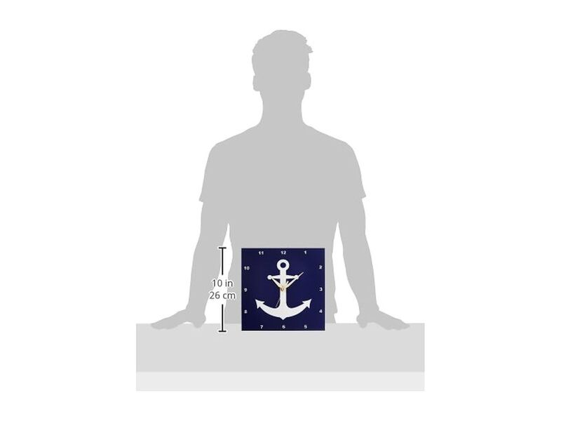 Navy Blue White Nautical Anchor Wall Clock 10 Inch Home Decor image number 1