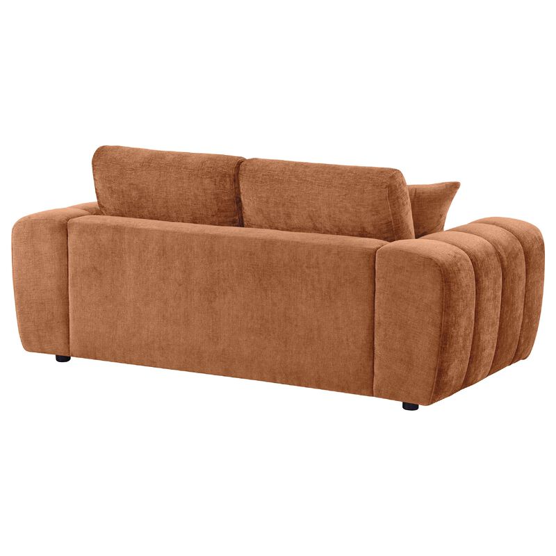 Becy Loveseat, 2 Pillows, Burnt Orange Chenille, 78 Inch Chunky Arms image number 6