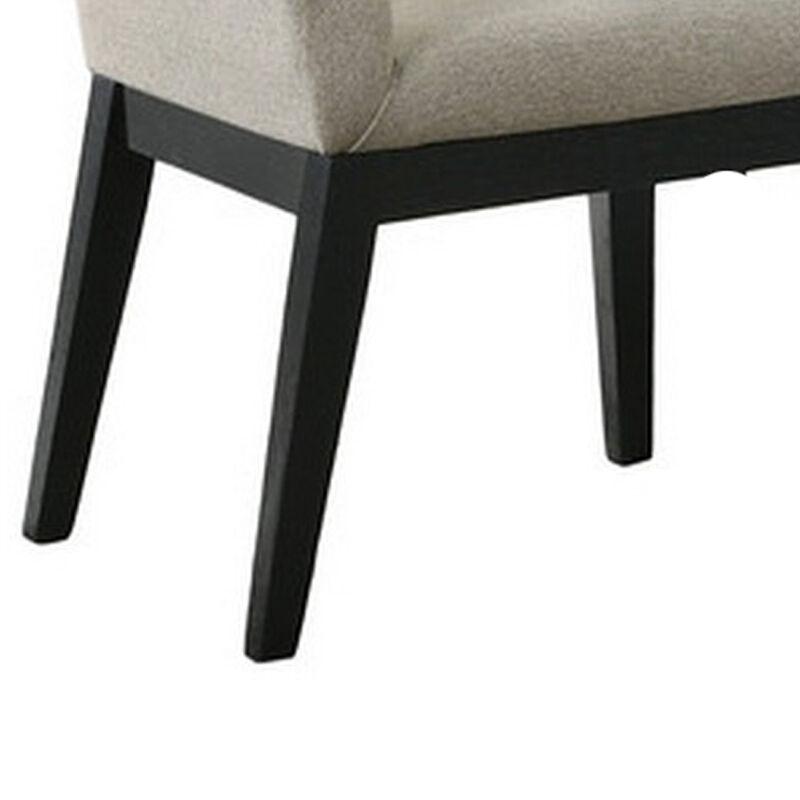 Kiy 5pc Black Dining Table Set with 4 Ergonomic Chairs, Beige Upholstery - Benzara