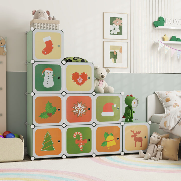 12 Cube Kids Wardrobe Closet with Hanging Section and Doors