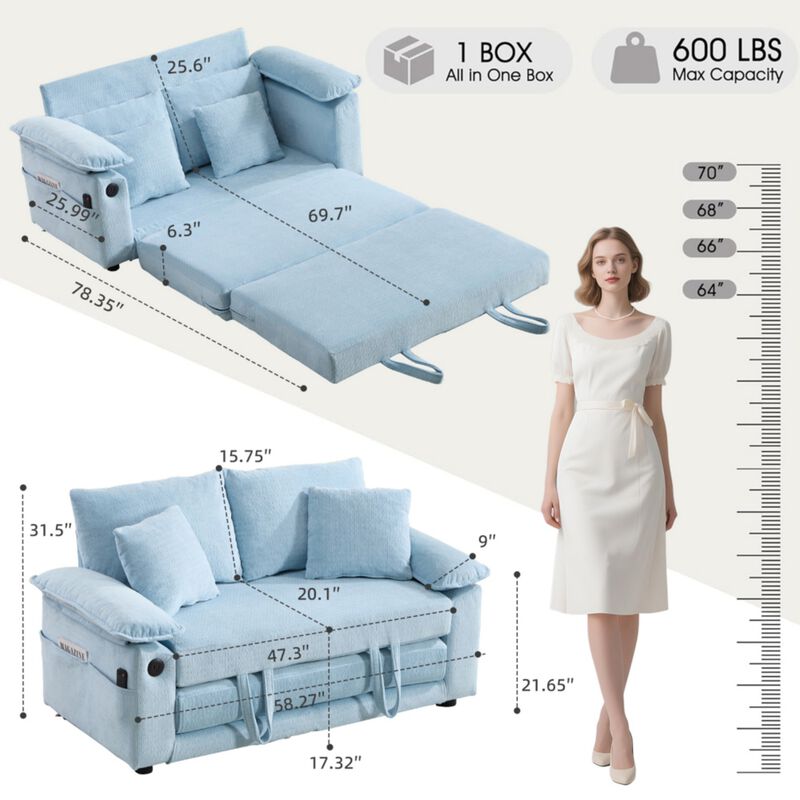 Jidpop 3-in-1 Upholstered Futon Sofa image number 9