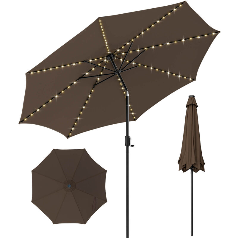 10-Foot Patio Umbrella with 112 Solar LED Lights and Crank Handle