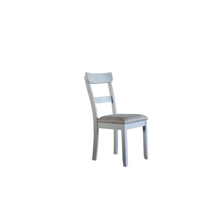 House Marchese Side Chair, Two Tone Gray Fabric & Pearl Gray Finish