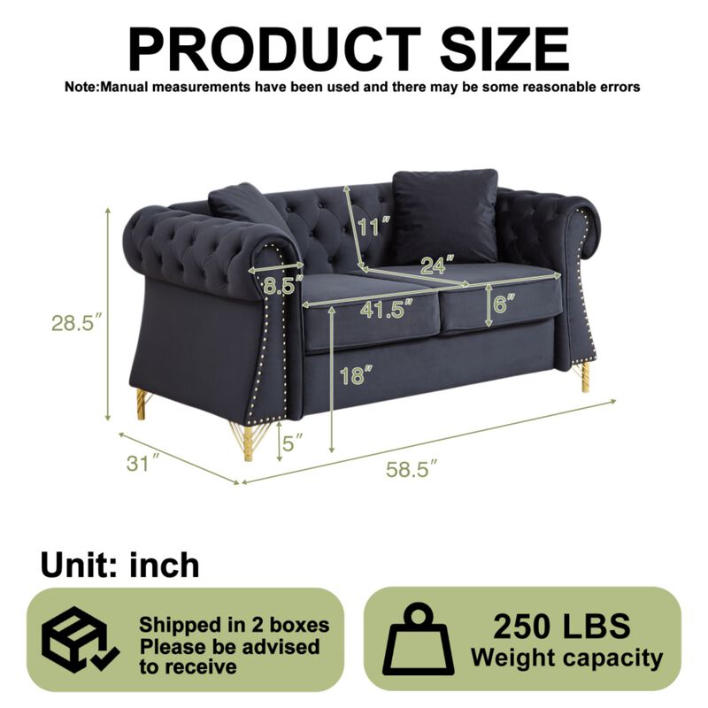 Blust 58.5" Chesterfield Loveseat image number 9
