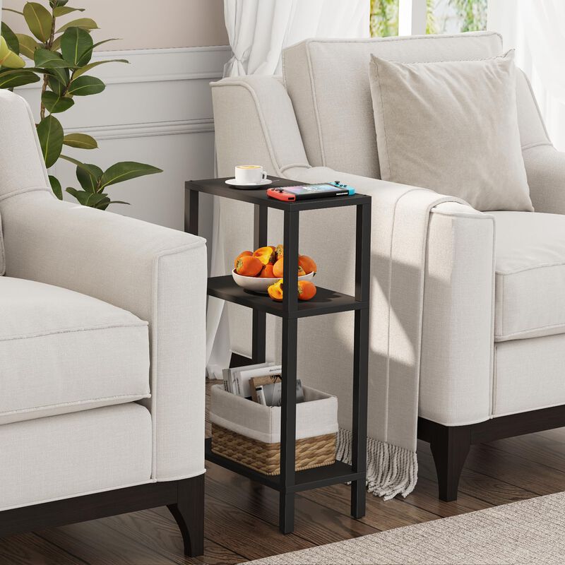 TUTOTAK Small Side Table, Narrow End Table, Skinny Sofa Table, Slim Nightstand, Couch Table, Living Room, Bed Room, Black TB01BK
