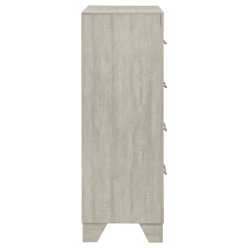 Qanto Tall Dresser Chest, 4 Drawers, Nickel Metal, Rustic Cream Wood image number 6