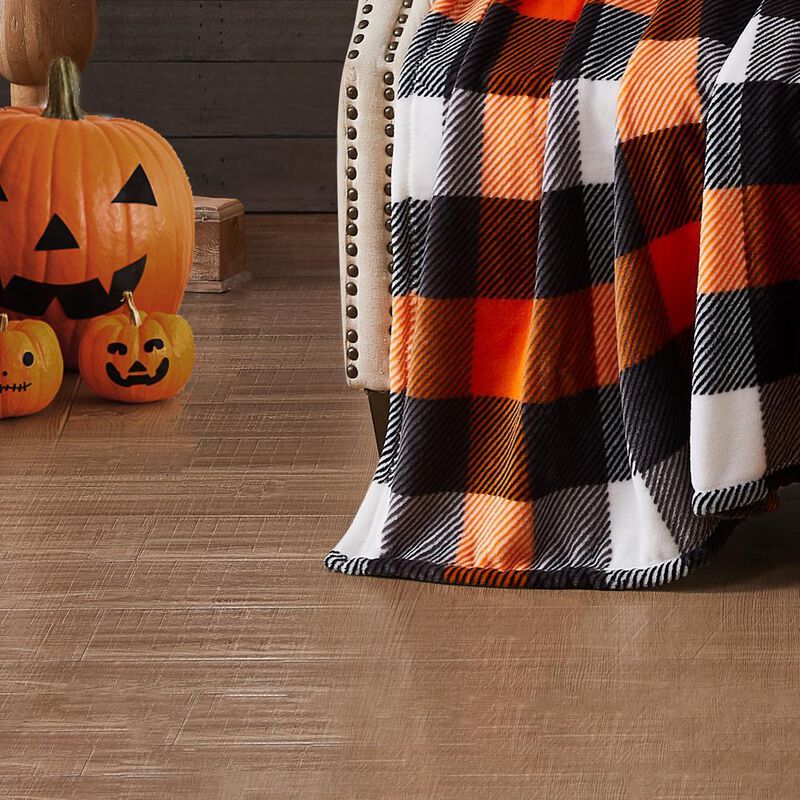 RT Designer's Collection Harvest Candy Corn Plaid Printed Flannel Throw Blanket 50" x 70" Multicolor