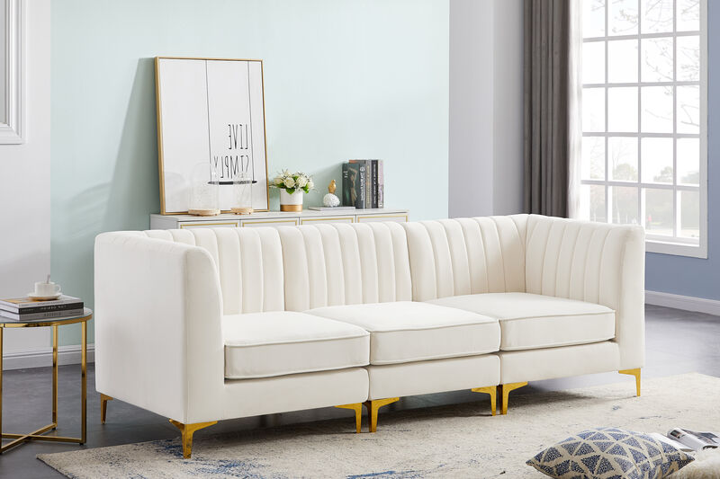 Meridian Furniture Alina Cream Velvet Modular Sofa
