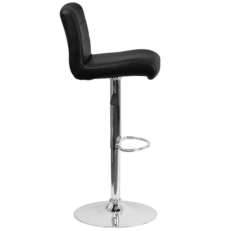 Flash Furniture Contemporary Black Vinyl Adjustable Height Barstool with Rolled Seat and Chrome Base