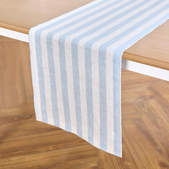 Solino Home 100% Pure Linen Table Runner - Sorrento Stripe