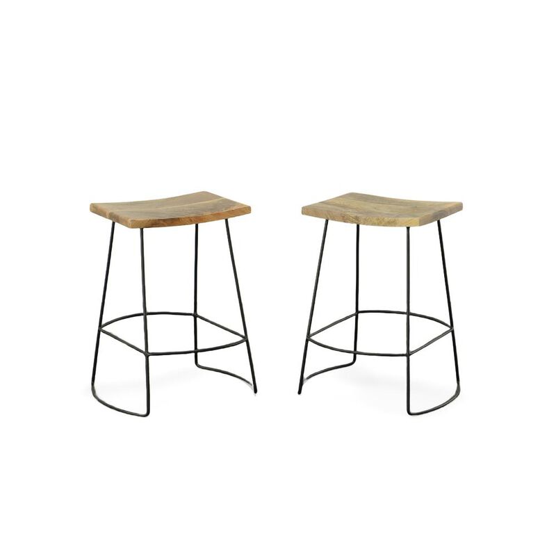 Carolina Living Reece 25 Saddle Seat Counter Stool - Set of 2 - Natural/Black