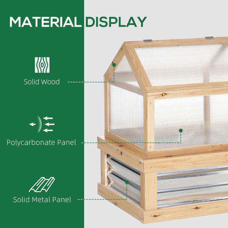 Hivvago Wooden Elevated Planter with Greenhouse Lid image number 5