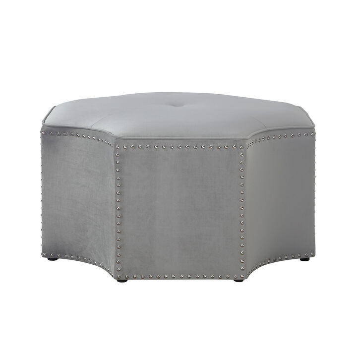 Velvet Tufted Octagonal Cocktail Ottoman – Modern Accent Furniture