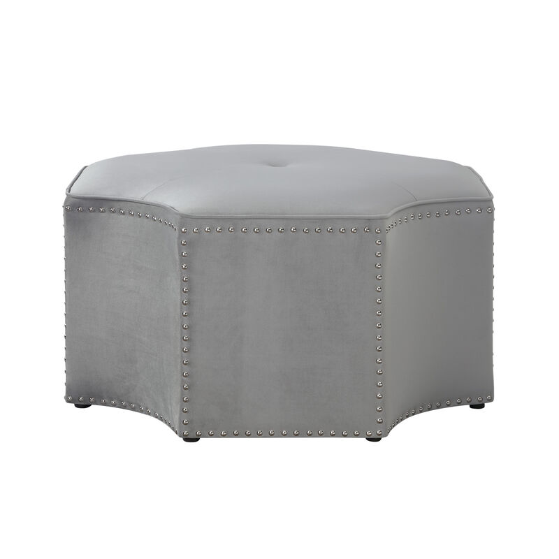 Velvet Tufted Octagonal Cocktail Ottoman – Modern Accent Furniture